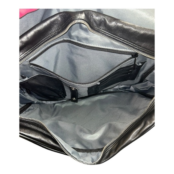 Kenneth Cole New York Black Leather Messenger Laptop Bag with Adjustable Strap - Picture 9 of 11